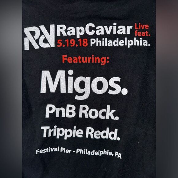 Rap Caviar Philadelphia Festival Pier 2018 Migos PnB Rock Concert Shirt Size S - Picture 3 of 6